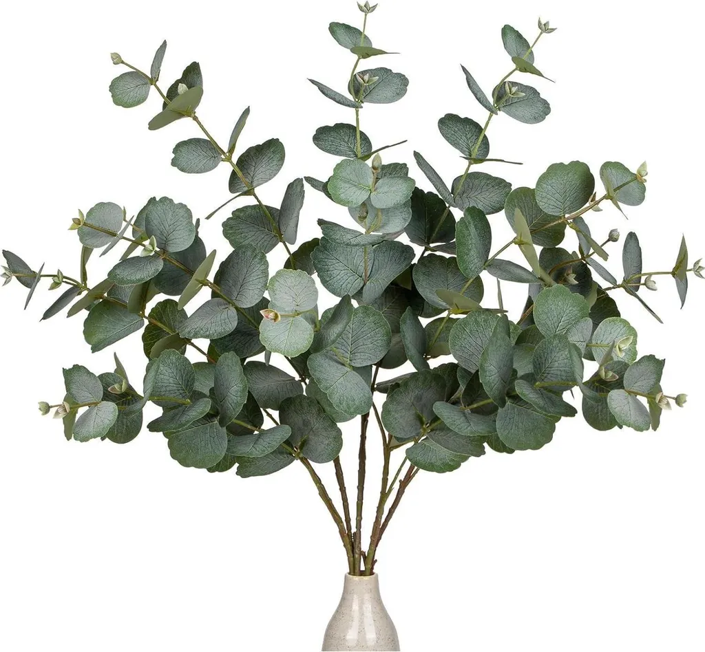 Set de 5 branches Eucalyptus Artificiel Vert - Plante Déco Mariage Table