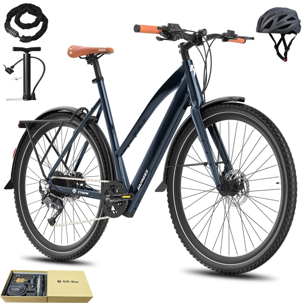 E-bike für Damen & Herren 28 Zoll 175 - 210 cm Rostfreie Aluminiumlegierung bis zu 100 km Wasserdicht IPX4 Pedelec mit 9 Gang, Blau