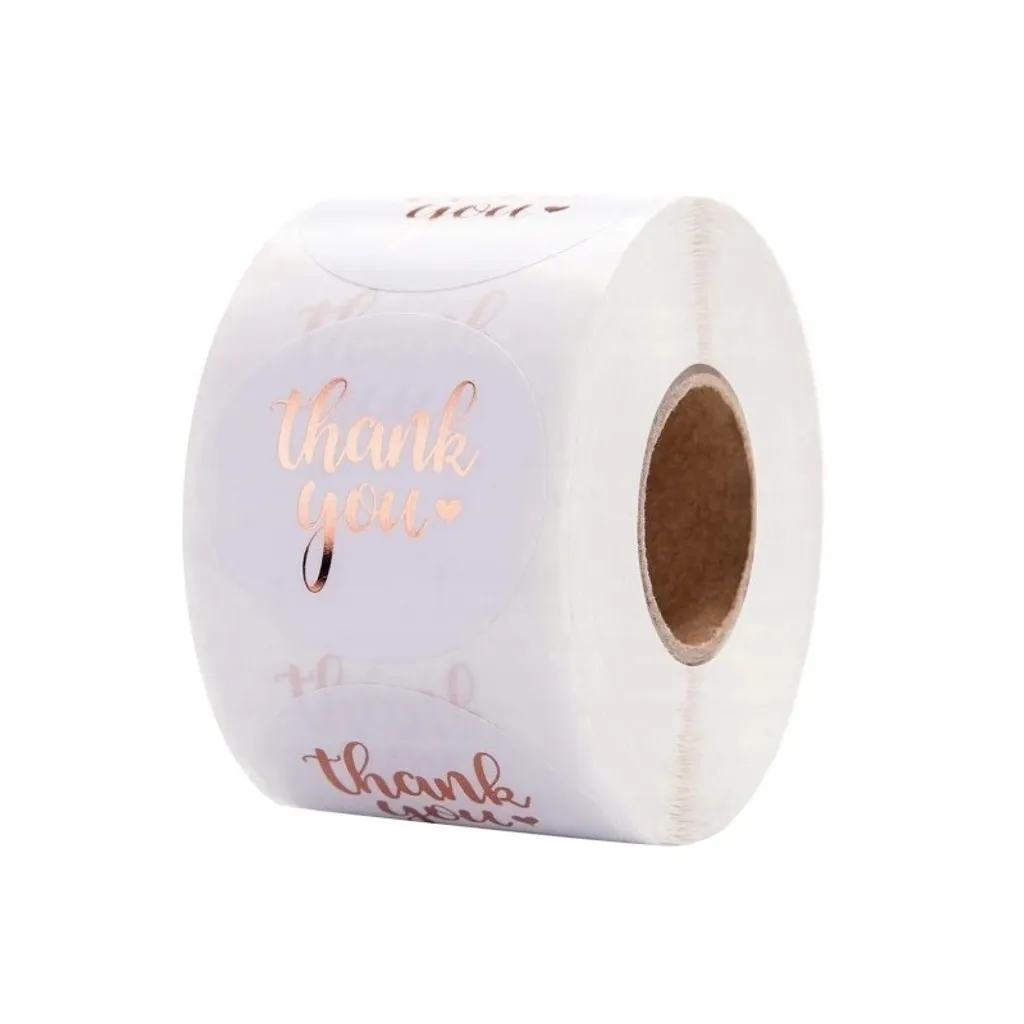 500 Adesivi Grazie Oro Rosa 25mm - Offerta Stock per Commercianti