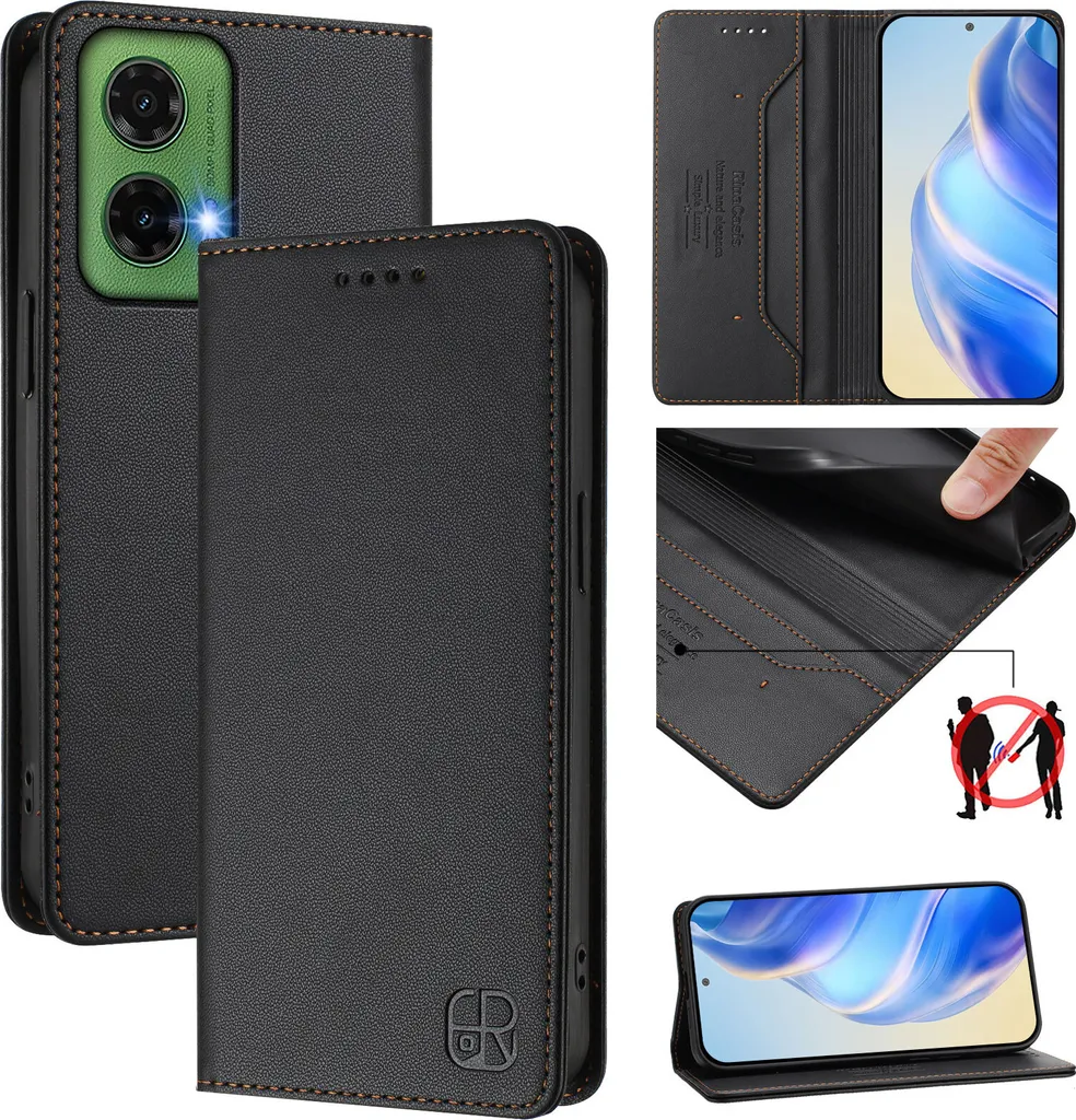 Custodia Anti-Caduta Motorola Moto G35: Pelle Robusta e Portafoglio