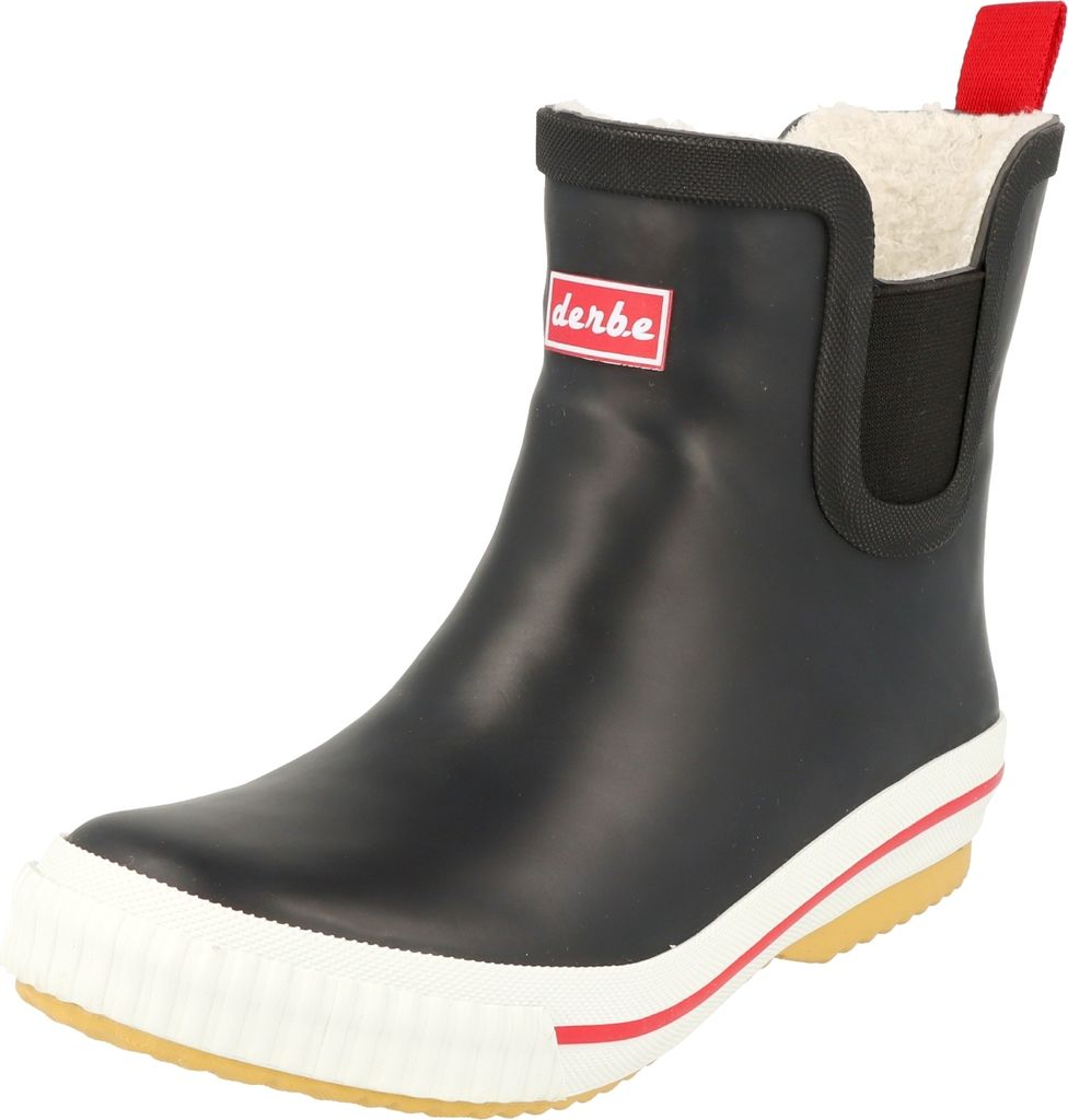 Derbe-Hamburg Damen Halbschaft Gummistiefel Wattpuuschen gefüttert Schwarz 36-42