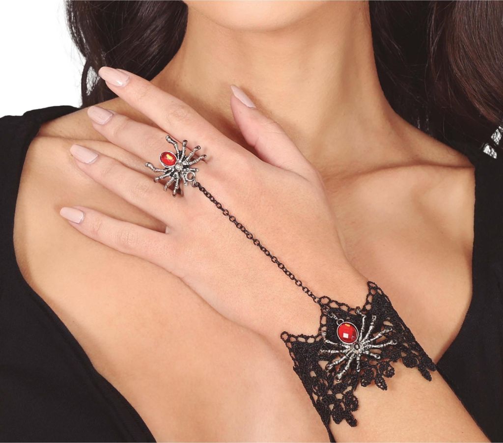 Fiestas Guirca - Spinne-Schmuckset für Damen, bestickt Set FG402 (Einheitsgröße) (Schwarz)