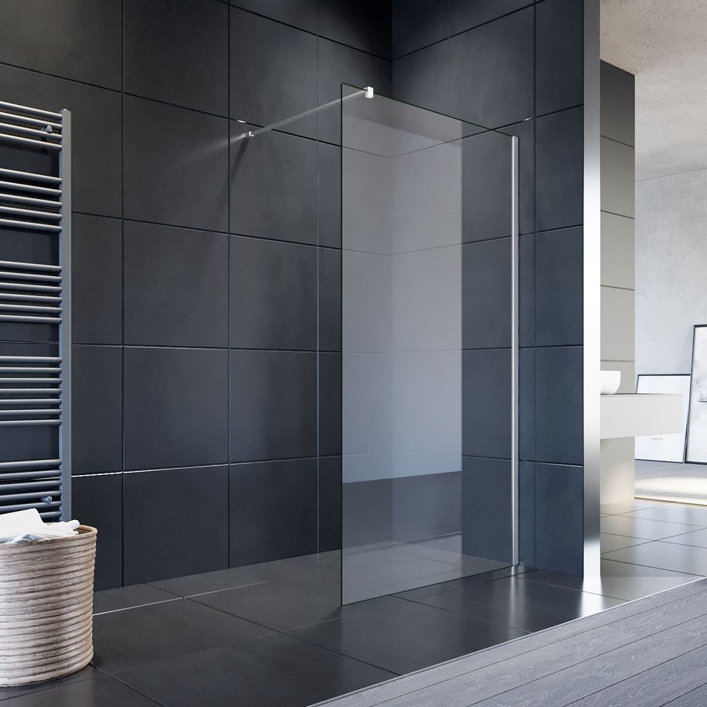 Walkin Glas Dusche Duschwand Duschkabine Duschabtrennung SC-schwarz 110 x 200 cm 
