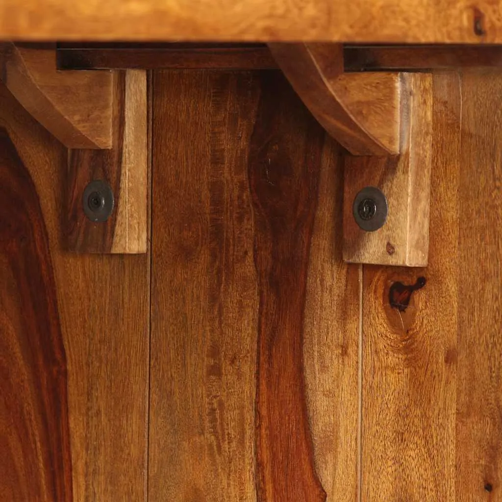 Buffet bureau en bois massif marron - Meuble de rangement polyvalent - 3