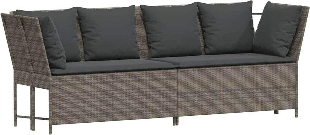 "WINTER SALE" Gartensofa - Balkonmöbel/Loungeset - elegantes Design - mit Kissen Grau Poly Rattan - 233x68,5x87,5cm - Gartensofas NeuMöbel627495