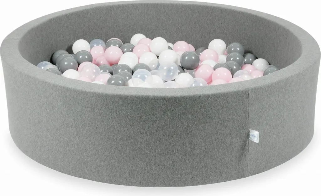 Piscine à balles 400 unités rose et gris 110 cm en mousse déhoussable