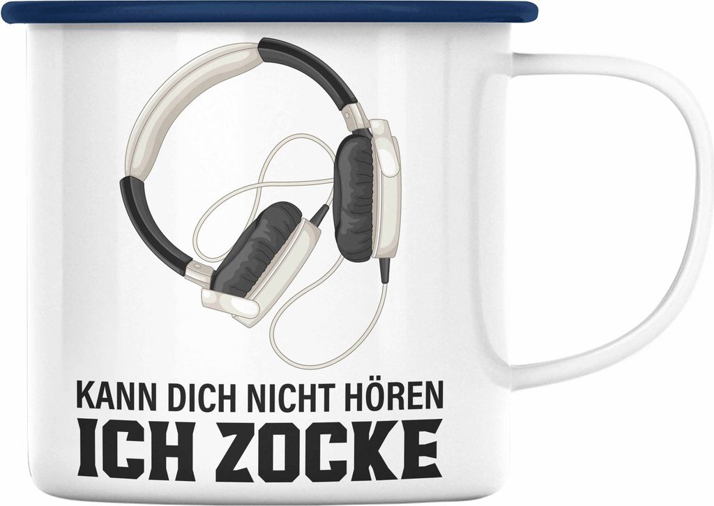 Trendation - Gamer Emaille Tasse Geschenk Jungen Zocker Mitbringsel Männer Zocken Gaming Geschenkideen PC Kinder Zubehör Spruch Lustig Kann Dich ...