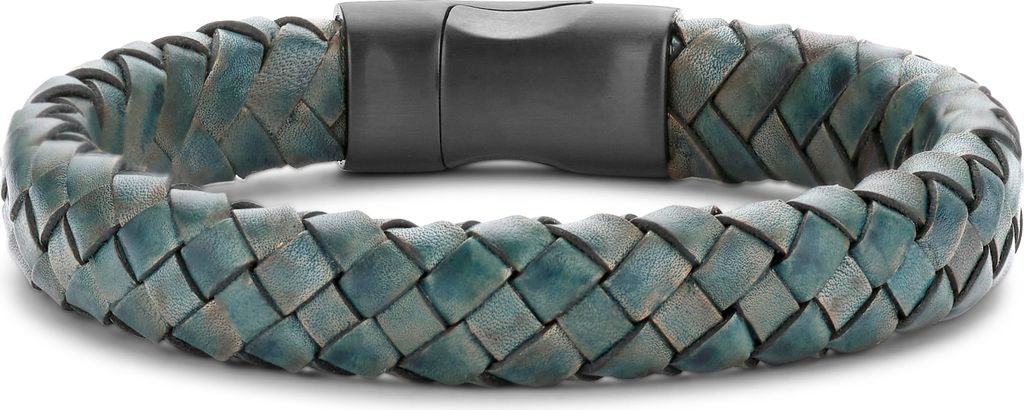 Frank 1967 7FB-0631-23 - Leren armband - heren - Gevlochten - Groen - 23cm