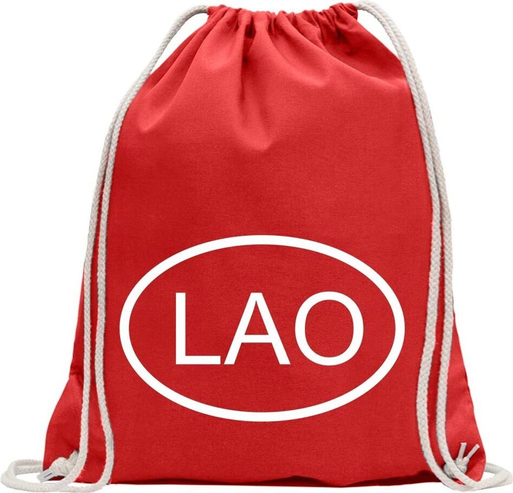 Kiwistar - Turnbeutel - rot - Laos LAO - Fun Rucksack Sport Beutel Gymsack Baumwolle mit Ziehgurt