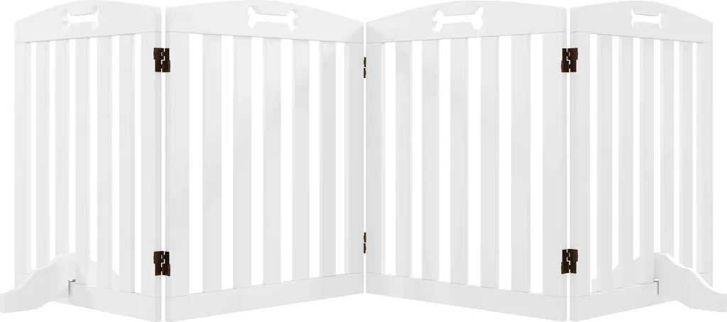Barrière pliable pour chiens 207 cm - Sécurité autoportante bois blanc
