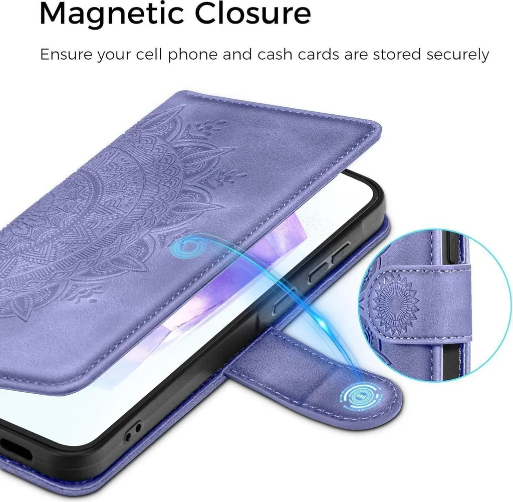 Custodia Galaxy A55, Custodia in pelle con funzione stand per Samsung Galaxy A55 Viola
