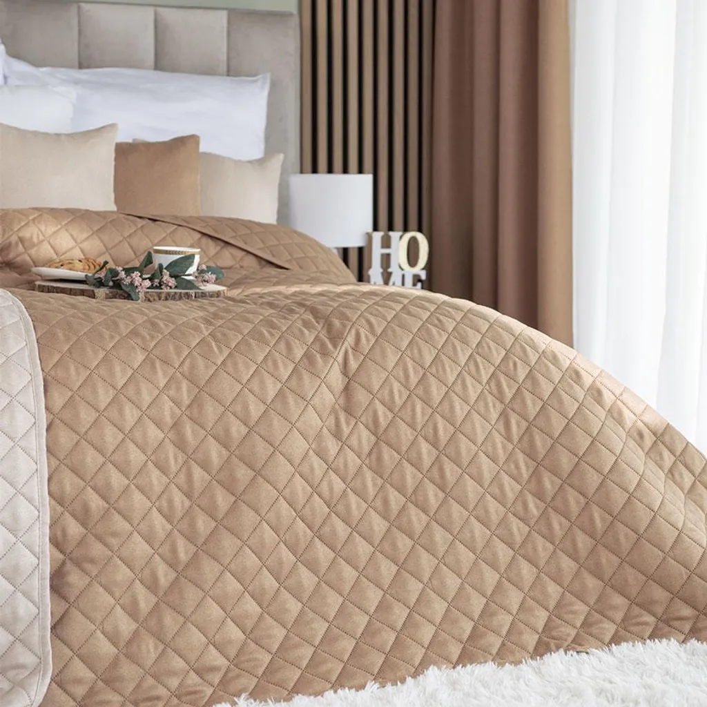 Copriletto Markizeta Beige Scuro 170x210 | Atmosfera Calda e Cozy