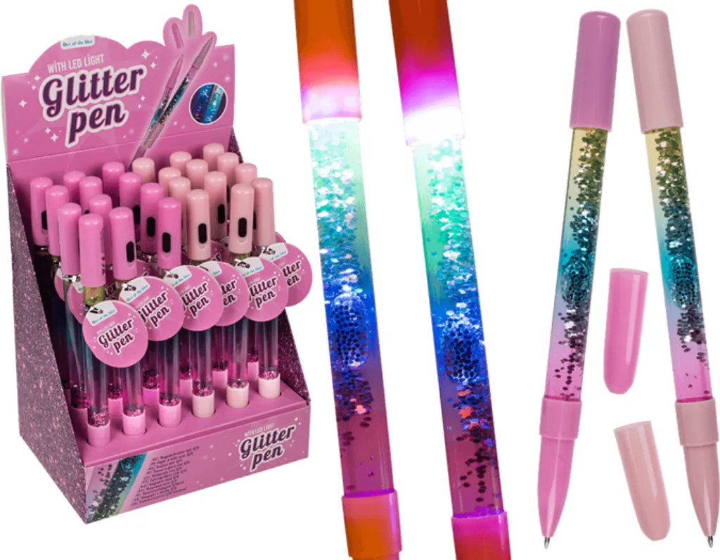 Stylo à bille pour journal intime avec paillettes et lumière LED