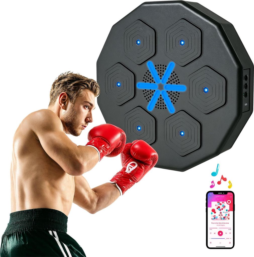 SPORTNOW Music Boxing Machine, elektronische Bluetooth Boxmaschine mit Musik, Smart Boxziel für Erwachsene, Heimübungen, Schwarz