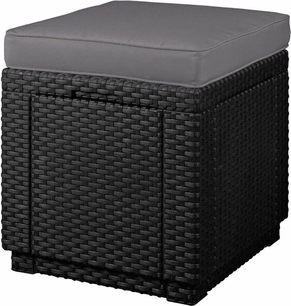 Siège d'Appoint et Coffre de Jardin Allibert Cube Gris pour Petit Balcon