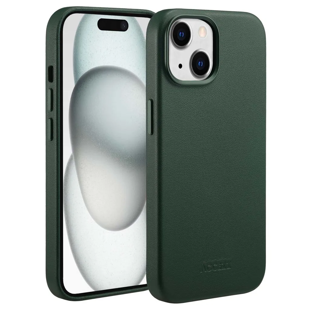 Custodia iPhone 15 Accezz MagSafe Pelle Verde Cedro | Cover Premium