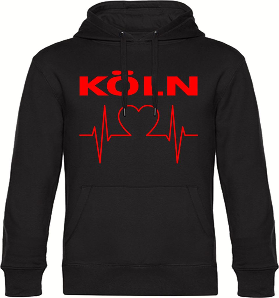 multifanshop Kapuzen Sweatshirt - Köln - Herzschlag, schwarz, Größe S