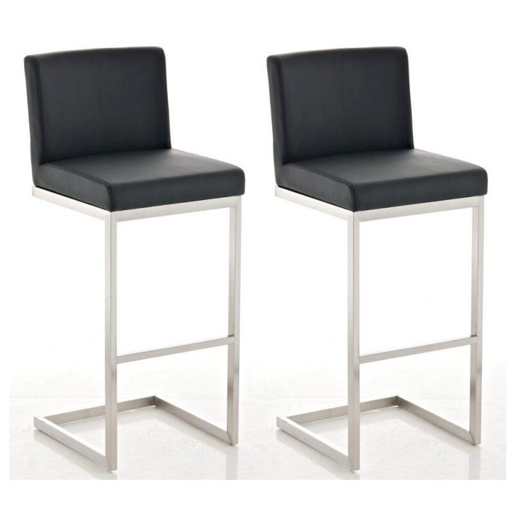 CLP 2er Set Barhocker Paros mit Kunstlederbezug Edelstahl Produktbild 