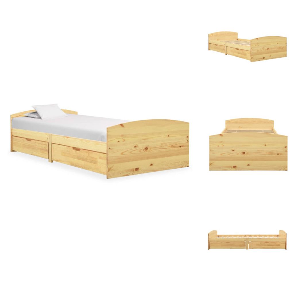 vidaXL Massivholzbett mit 2 Schubladen Kiefernholz 90x200 cm - Betten & Bettgestelle