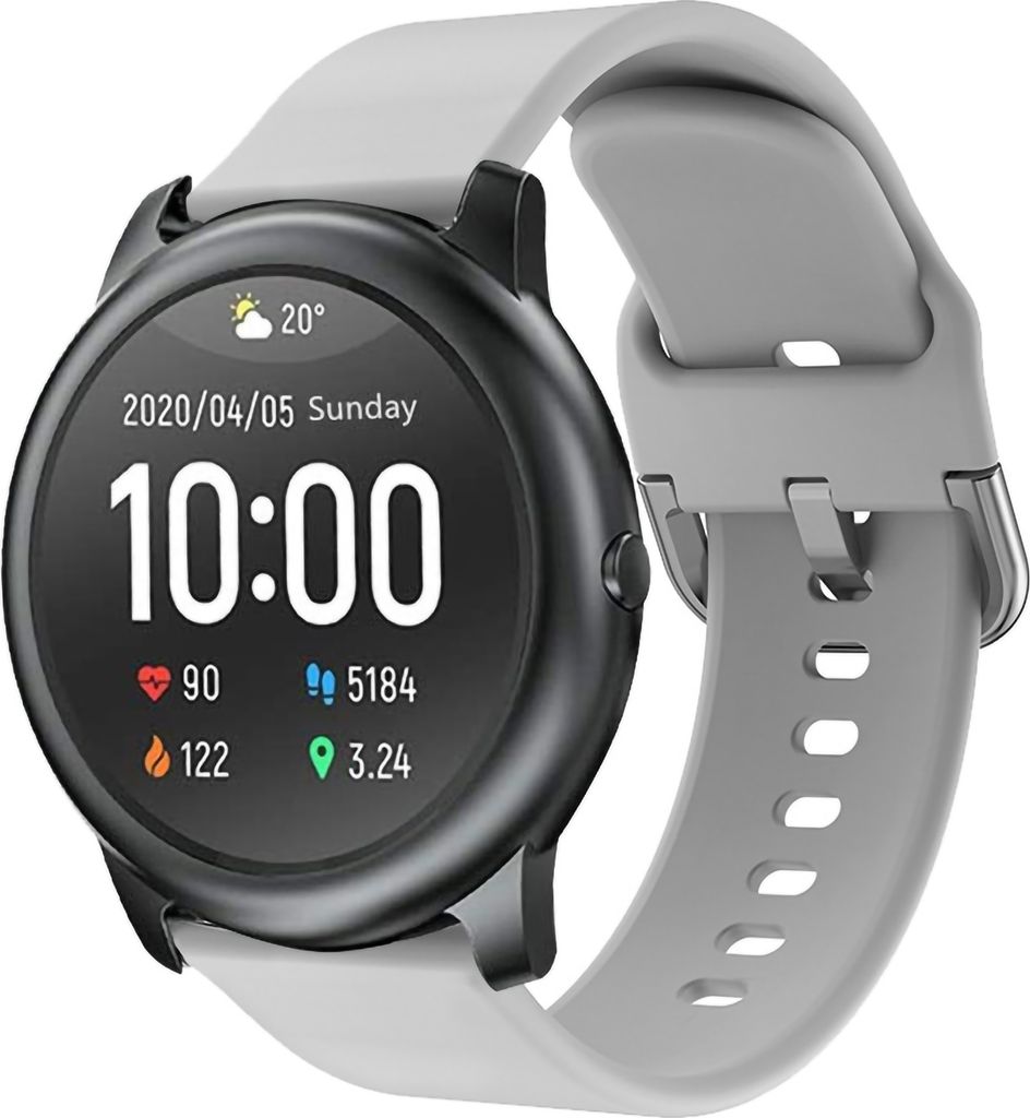 Watch Gurt Sweat-Sof-atmungsaktivem, elektropleten Schnalle Sports Austauschbares Uhrenband für Xiaomi Haylou Solar LS05-Hellgrau