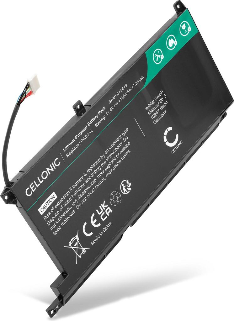 CELLONIC 1x Akku für Notebook Kompatibel mit HP Pavilion 15-EC, Pavilion Gaming 15, Pavilion Gaming 15-DK, PG03XL - (4150mAh, 11.4V)