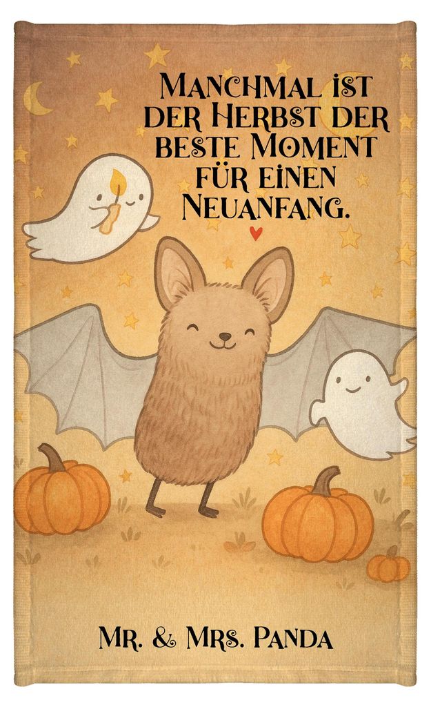 Mr. & Mrs. Panda Handtuch Fledermaus Gespenster Design - Weiß - Geschenk, Halloween, Trick Or Treat, baumwolle, Gästetuch, Gästehandtuch Bunt, S...
