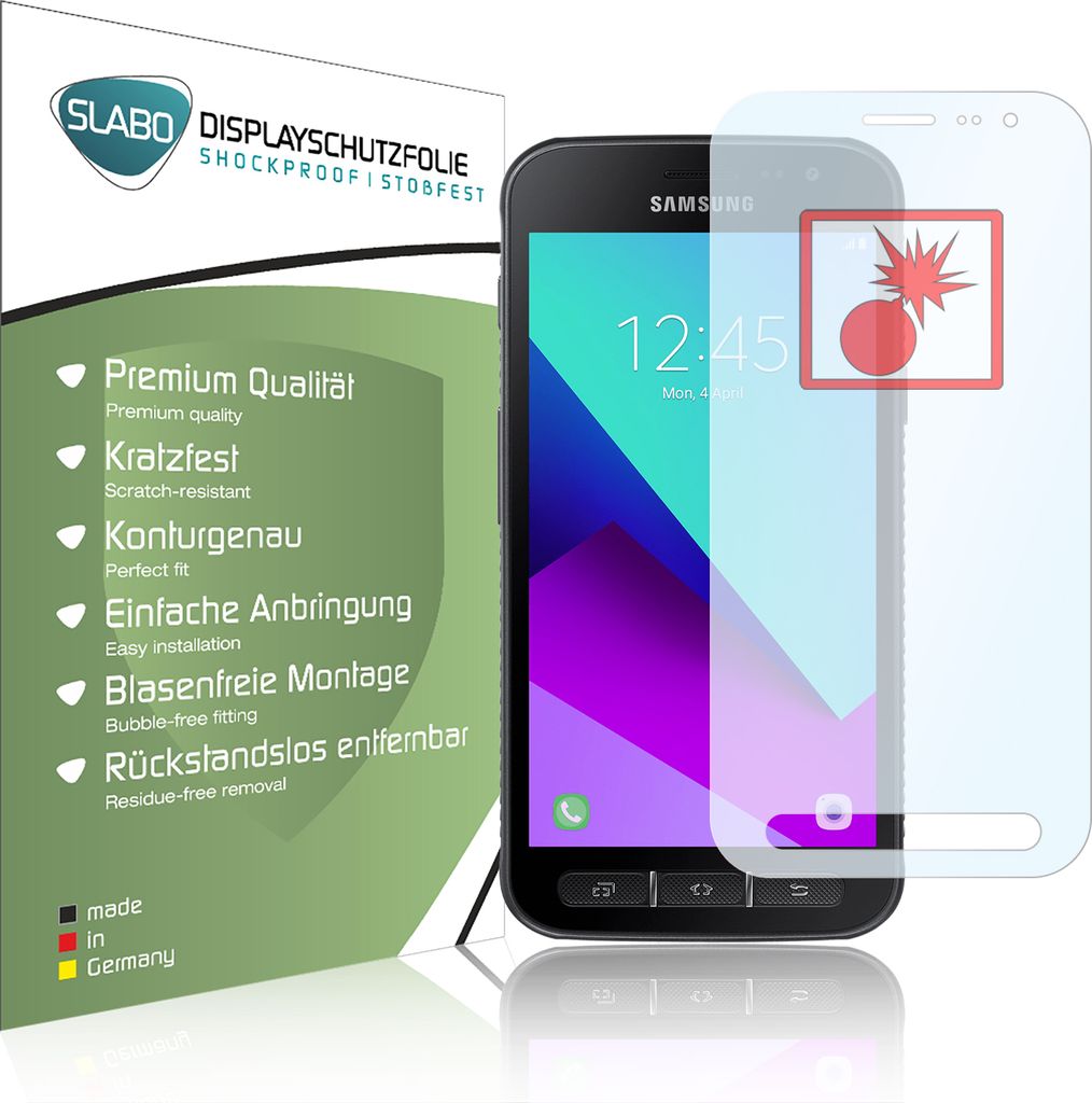 2x Slabo Panzerschutzfolie für Samsung Galaxy XCover 4 | Samsung Galaxy XCover 4s KLAR "Shockproof" (verkleinerte Folien) Displayfolie Schutzfolie...