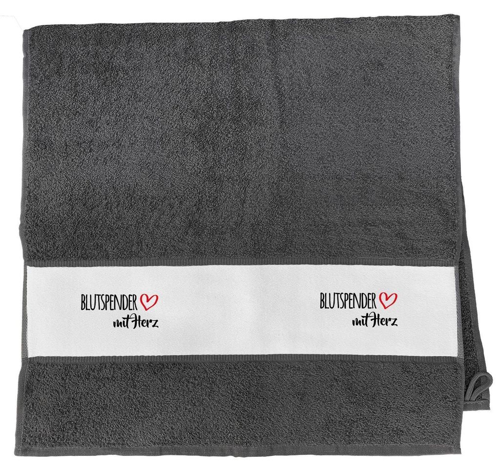 Huuraa Handtuch Blutspender mit Herz 50x100cm Graphite Baumwolle Handtuch Geschenkidee