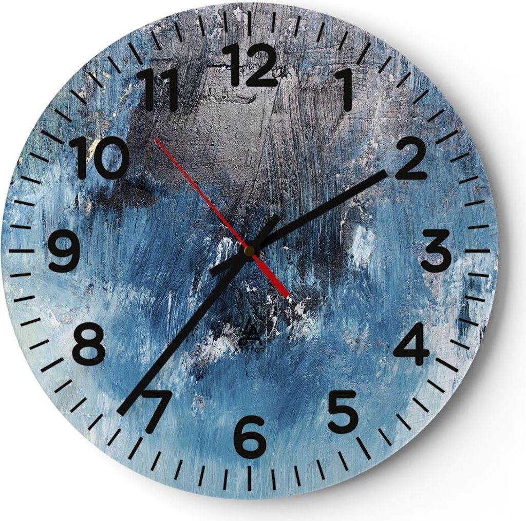 Wanduhr - Rund - Glasuhr - Abstraktion Blau Schwarz - 40x40cm - Schleichendes Uhrwerk - Lautlos - zum Aufhängen bereit - Dekoration Modern - Wandd...