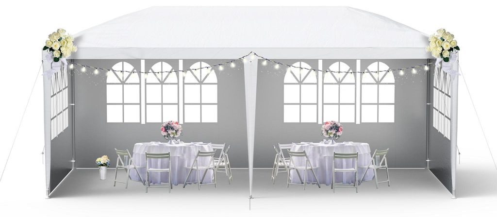 QEENTOE, gazebo da giardino 3x6 metri, bianco, tenda in Immagine del prodotto 