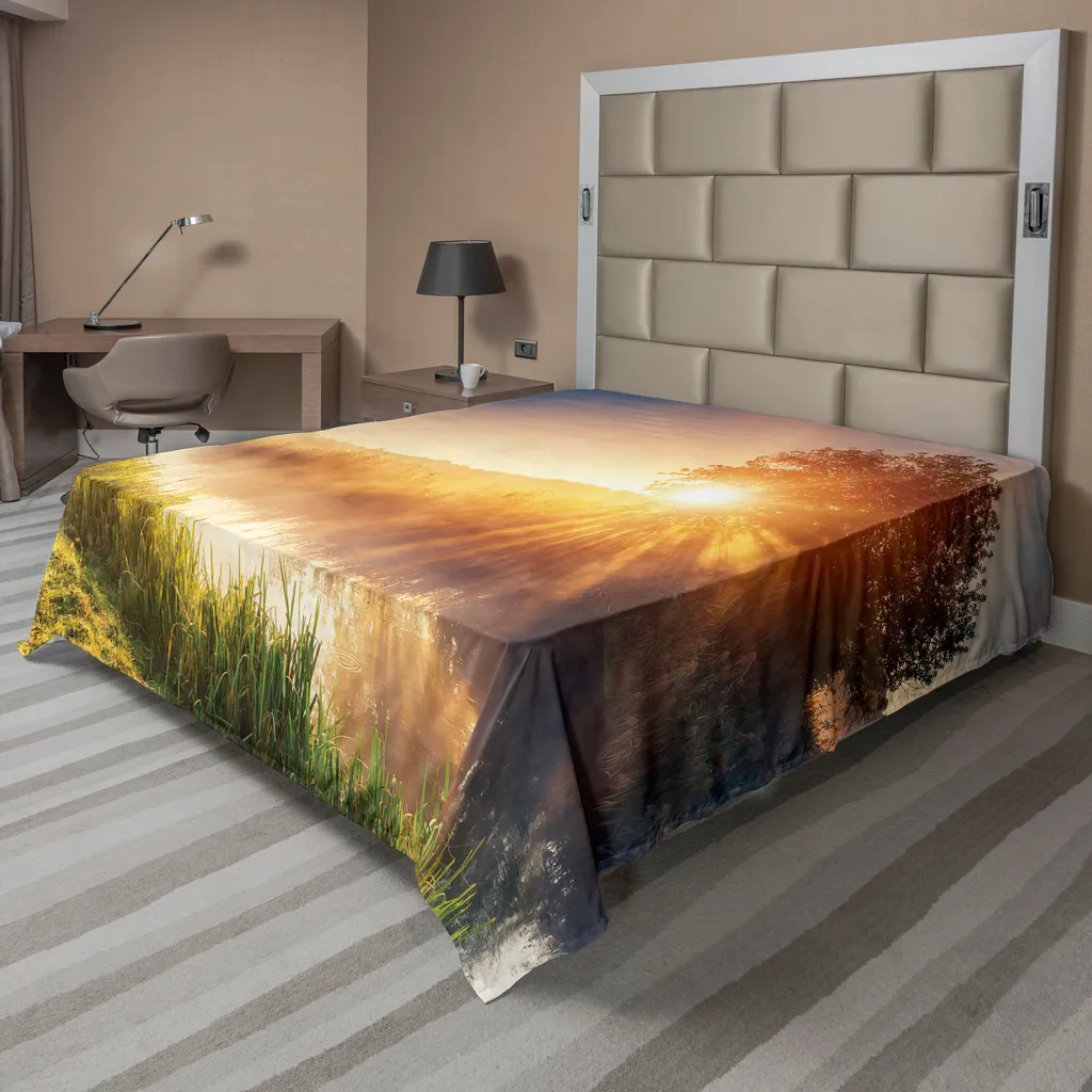 ABAKUHAUS Drap Plat de Lit Naturel Paysage Ukraine Multicolore 266x260 cm