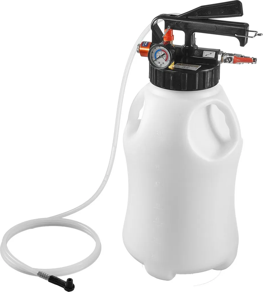 Pompa per fluido di trasmissione, capacità 8 L, estrattore pneumatico per olio ATF, distributore di ricarica, pompa di trasferimento con 15 adattatori ATF, distributore estrattore di olio con serbatoio in HDPE per auto e barche - 9