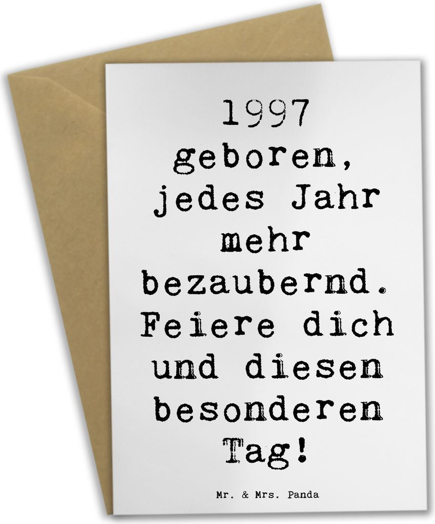 Mr. & Mrs. Panda Grußkarte Spruch 1997 Geburtstag Charmant - Weiß - Geschenk, Geburtstagsgeschenk, weihnachtskarten, Alter, valentinstagskarte, H...