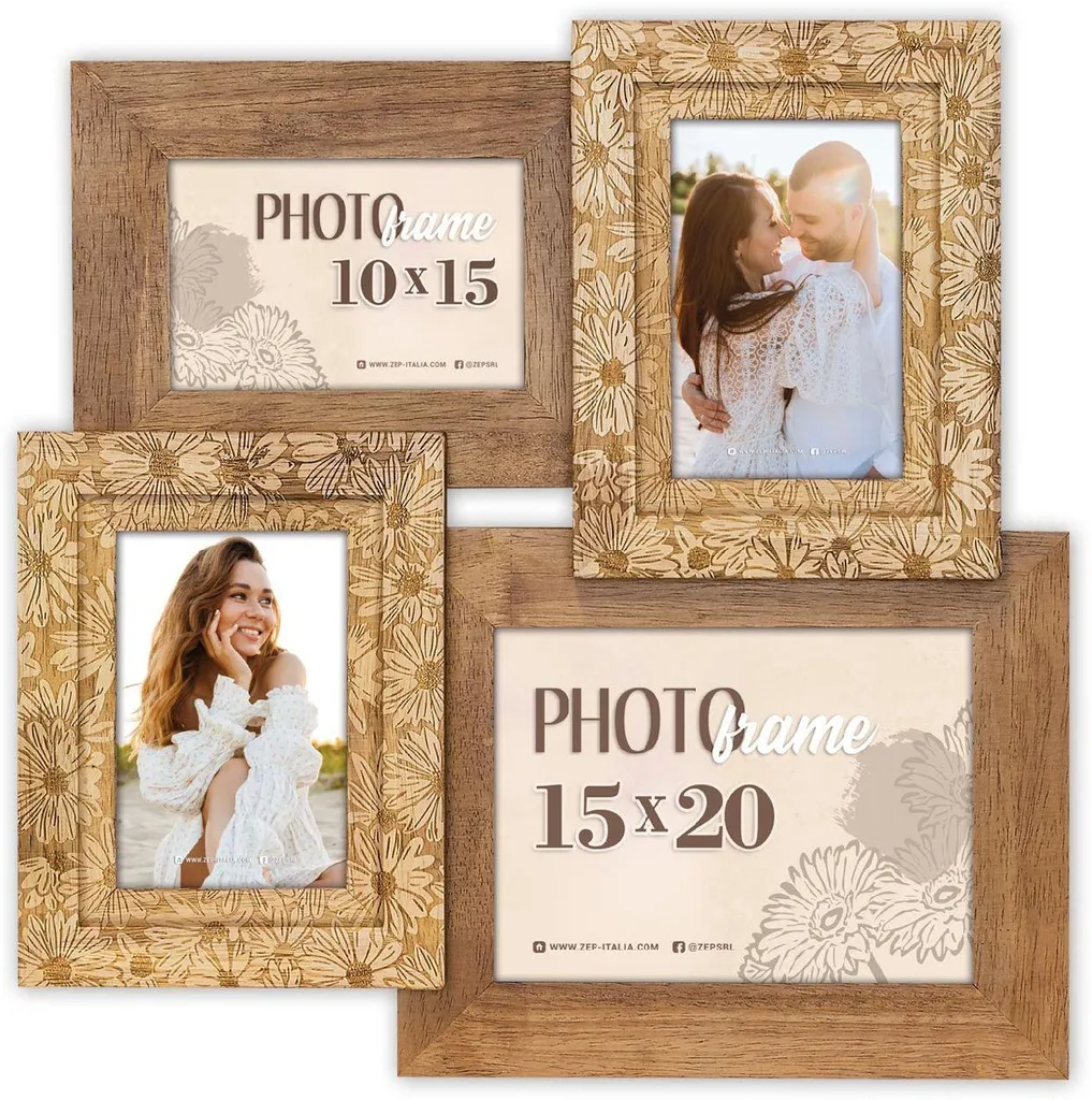 Pêle-mêle Photo Multi-vues Arezzo en Bois Marron pour Décoration Murale