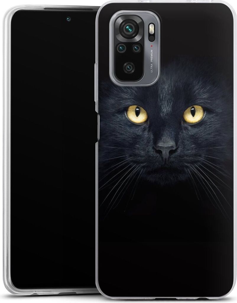 DeinDesign Slim Hülle für Xiaomi Redmi Note 10S Silikon Case Ultra Dünn Handyhülle Auge Katze schwarz