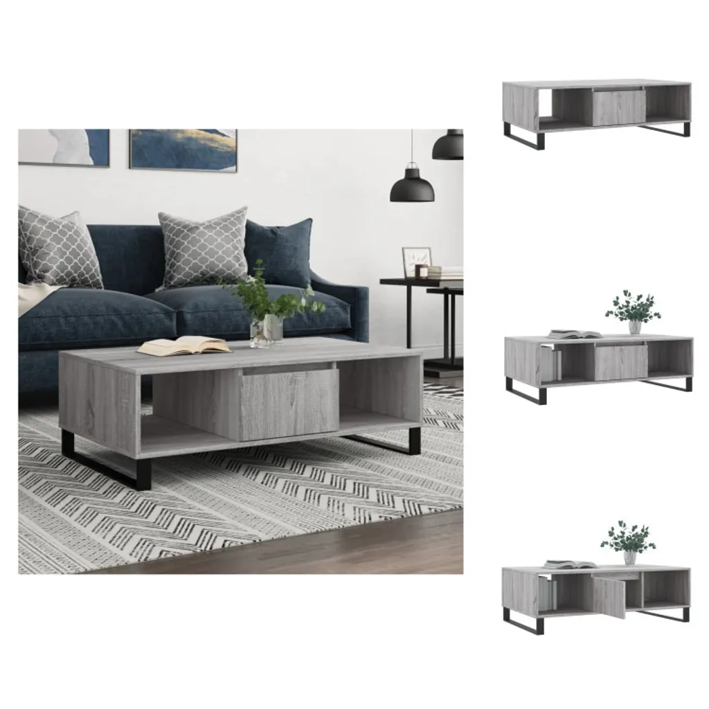 vidaXL Tavolino Grigio Sonoma 104x60x35 cm - Tavolino da Caffè Moderno