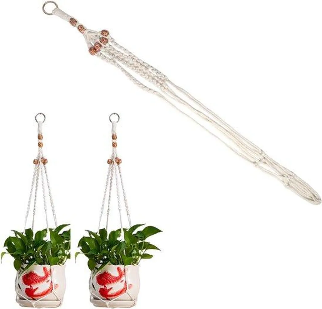 Lampe macramé 85 cm en coton tressé main - Style bohème chic durable