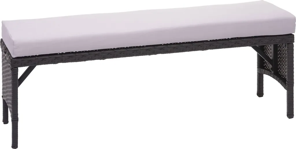 Banc de jardin noir 112cm en poly-rattan, résistant aux intempéries