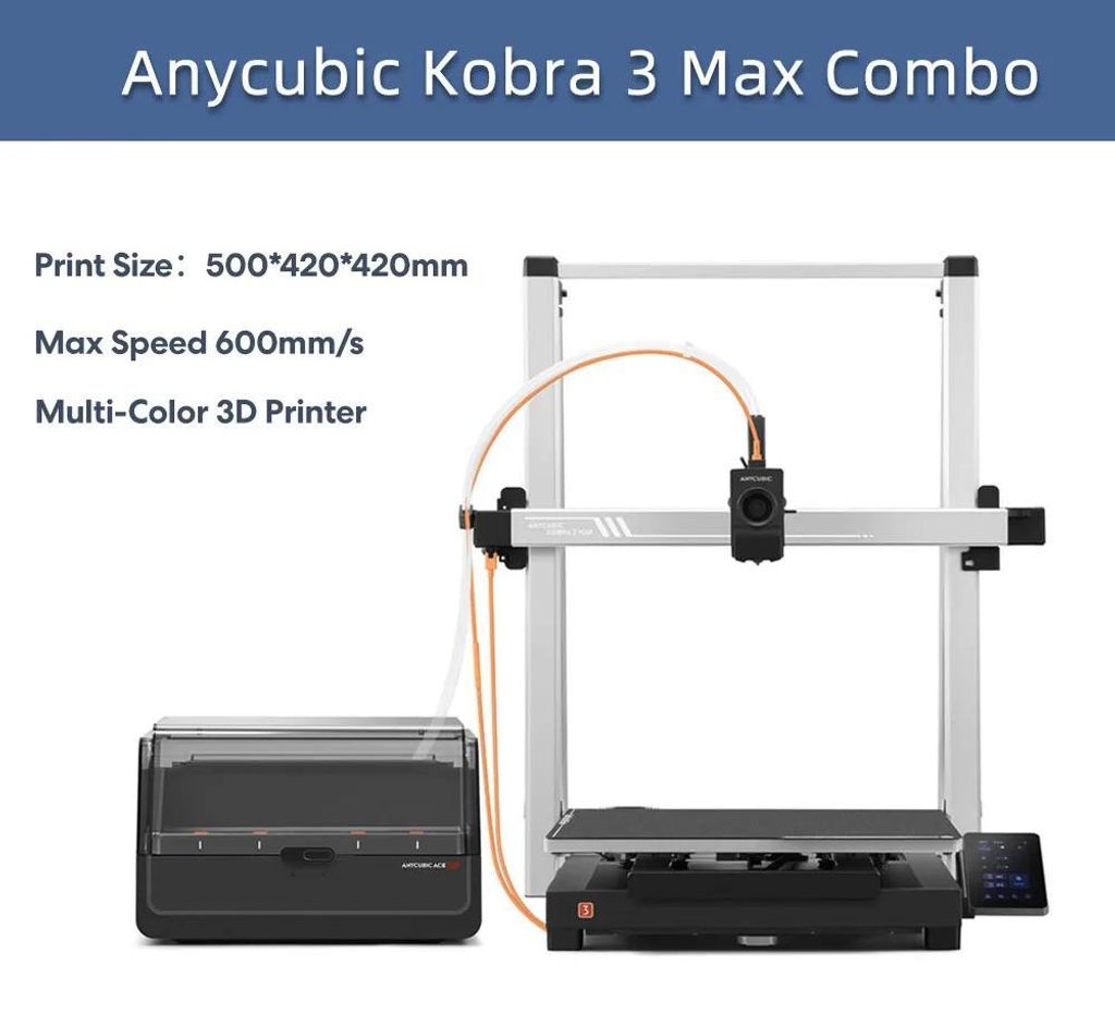 Kobra 3 Max Combo - FDM 3D-Drucker - Bauraum 40×40×45 cm - WLAN - Düse 0,4 mm - Filament 1,75 mm - Bis 100 mm/s - Rot
