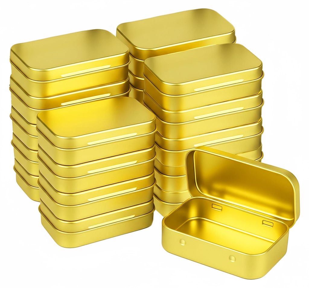 Kleine Metallbox mit Klappdeckel, rechteckig, mit Lederauflage für EDC, DIY-Organisation und Büro, stabile Halterung zur Aufbewahrung und zum Ord...