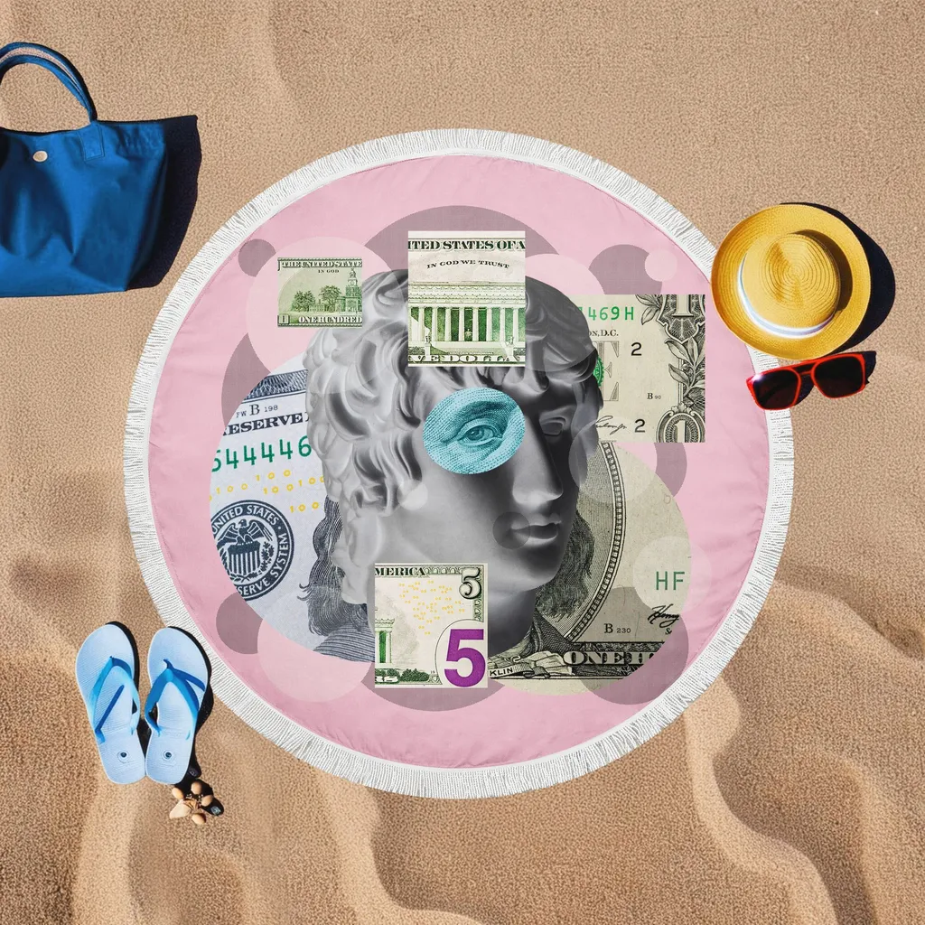 Mijolnir, Döviz Baskili, telo mare, multicolore, 60% COTONE / 40% POLIESTERE, 150 x 150 cm