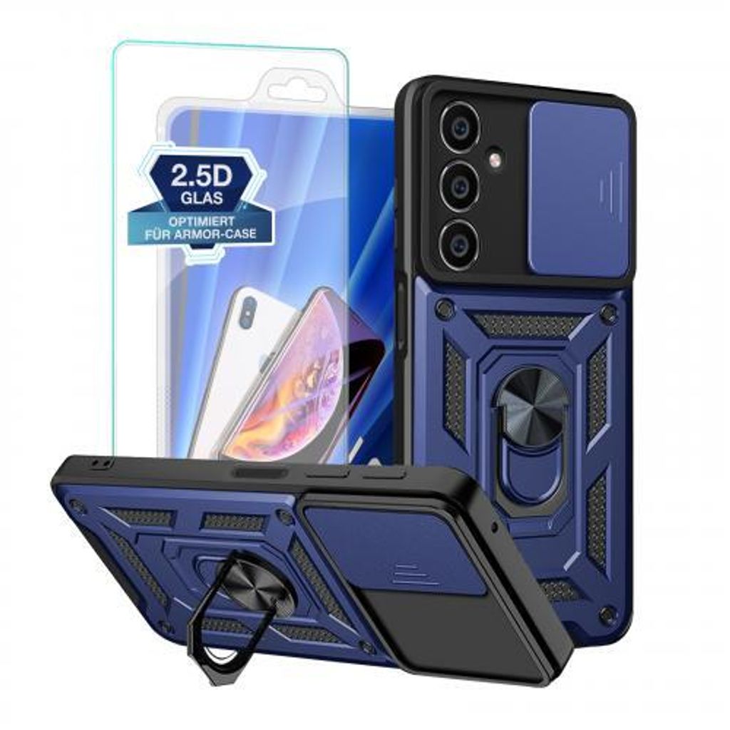 Armor Hülle Camera Protect für Samsung Galaxy A Serie - Farbe: Blau + 9H Displayglas - Modellkompatibilität: Für Samsung Galaxy A05s