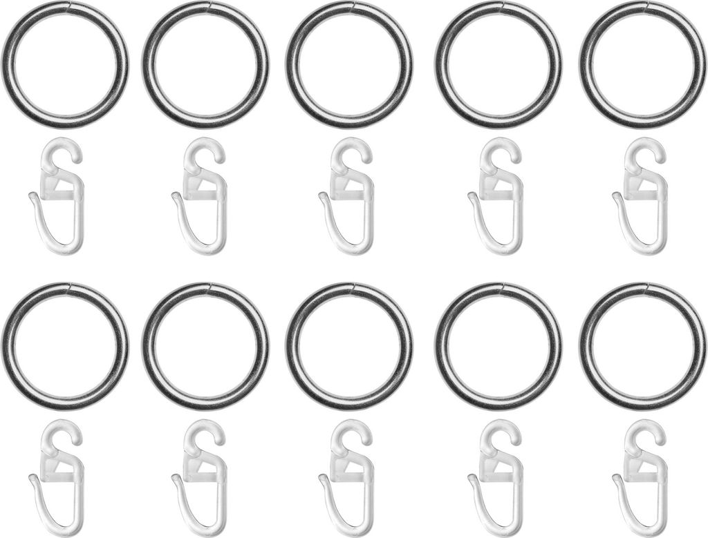Ringe Gardinenstange 20 mm, 10 Stück Edelstahl Optik Produktbild 