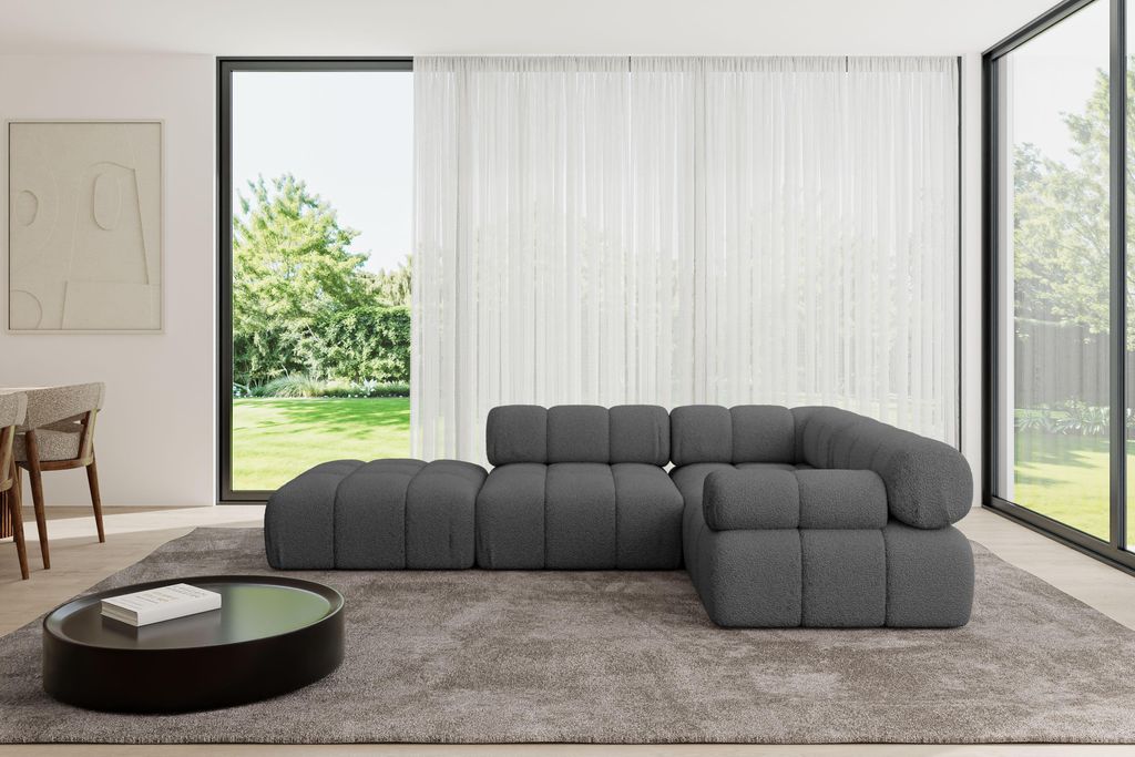 ALTDECOR Modulares Sofa Ecksofa in L-Form - Felto-L1 - 285x190x70 cm Grau Corner modular Sofa Eckcouch Couch Wohnlandschaft Cauchsofa Polstersofa