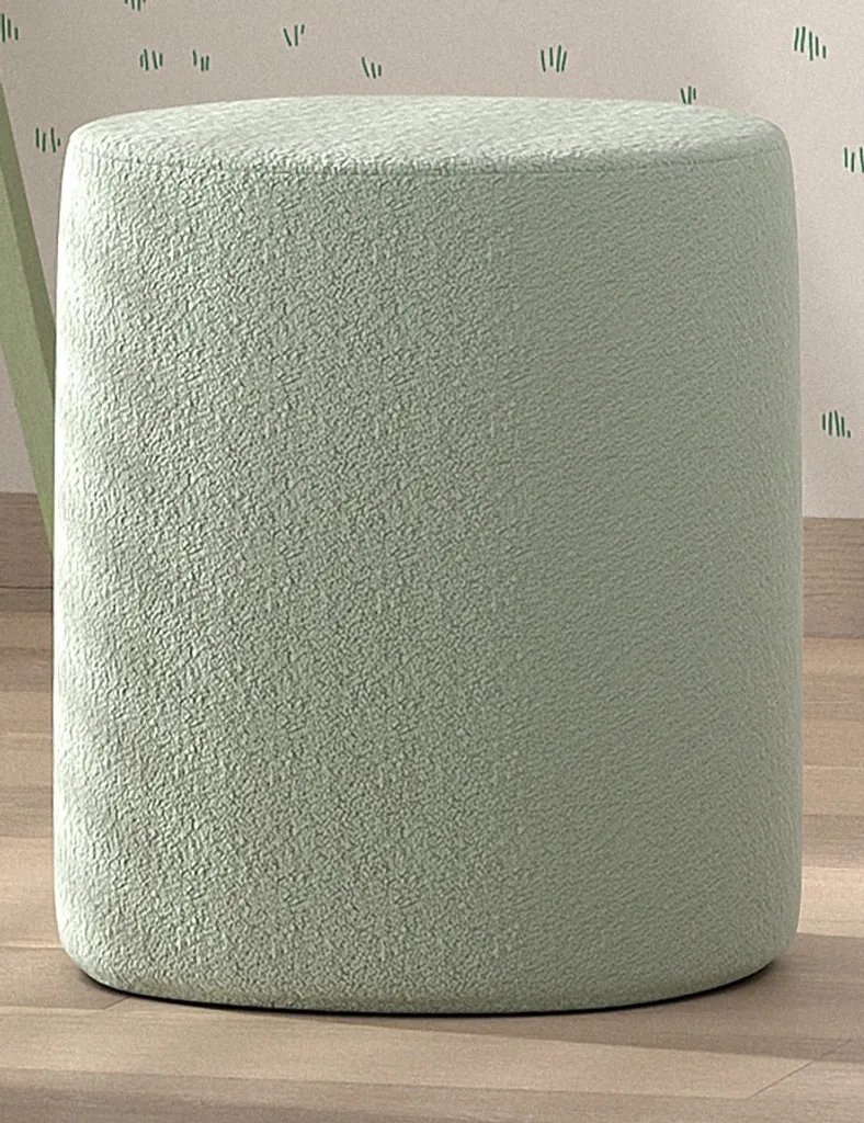 Sgabello Imbottito VIPACK Moon Verde | Morbido Bouclè per il Relax