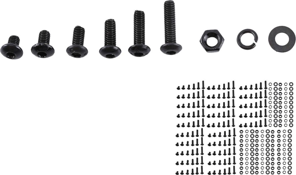 Sortiment an M3-Innensechskantschrauben aus schwarzem legiertem Stahl, Schrauben, Muttern und Unterlegscheiben (Knopfkopf)