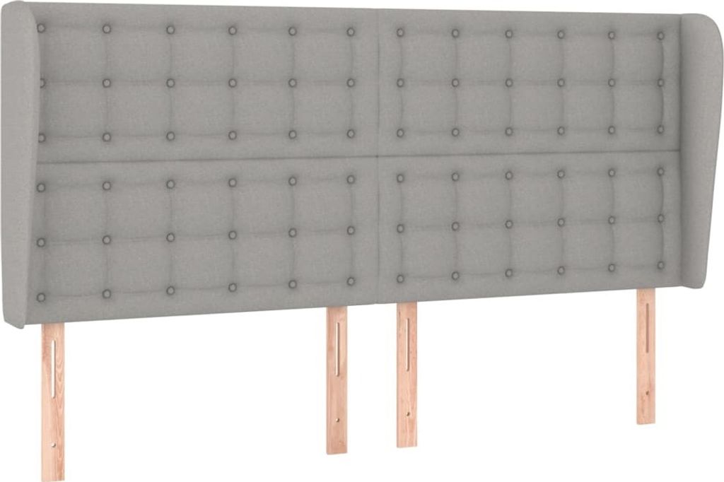 Kopfteil mit Ohren Hellgrau 183x23x118/128 cm Stoff