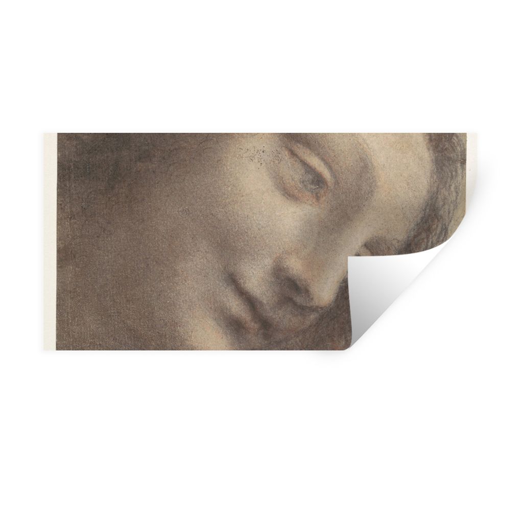 MuchoWow Wandtattoo Wandsticker Wandaufkleber Das Haupt der Jungfrau Maria - Leonardo da Vinci 40x20 cm Selbstklebend und Repositionierbar - Aufk...