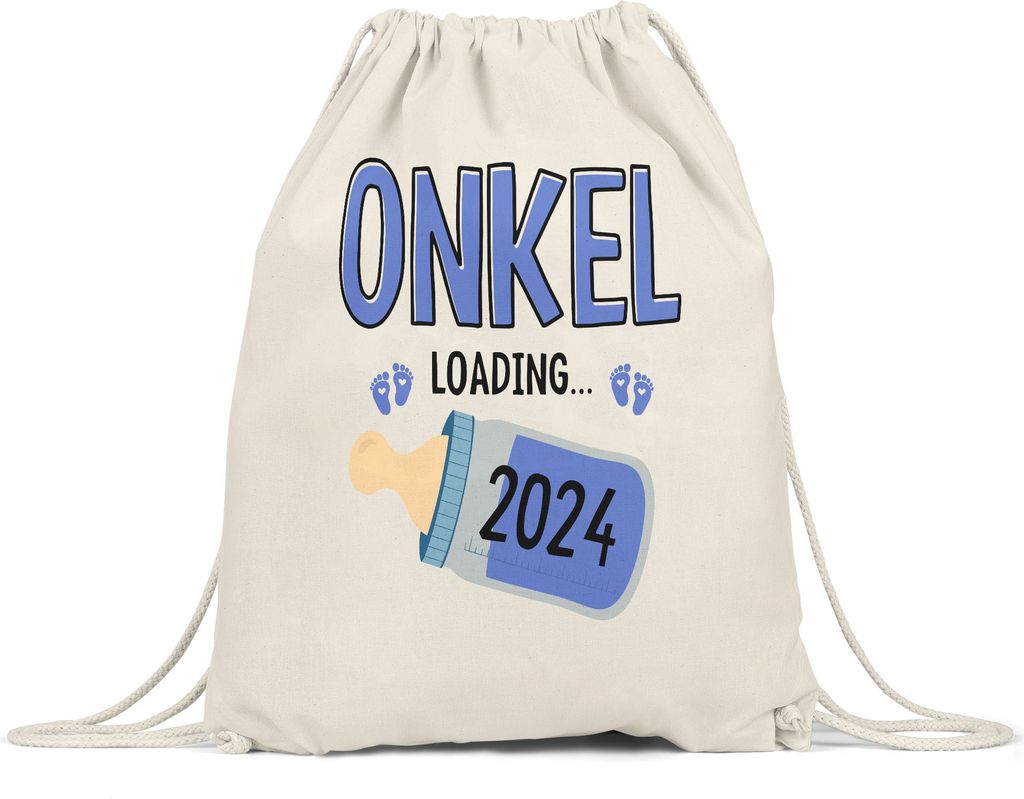 Onkel Loading 2024 Turnbeutel Gymsack Geschenk Werdende Onkel Babynews mit Ladebalken Schwangerschaft Geschenkidee