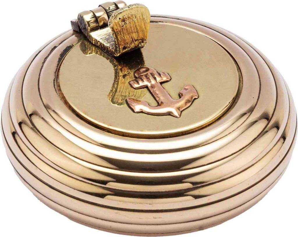 Retro Klappascher aus gerilltem Messing, 6cm – Maritimes Design, Aschenbecher